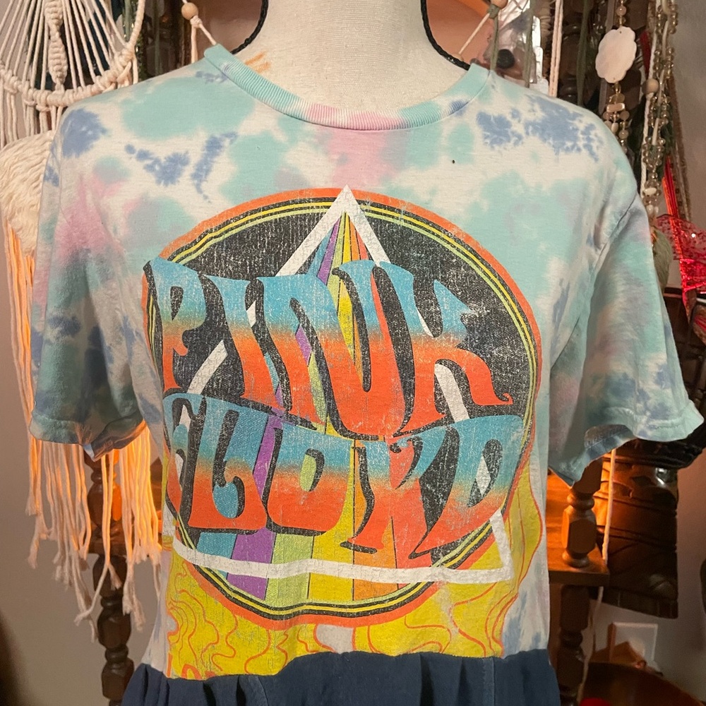 Tie-Dye Vintage Pink Floyd T-Shirt Upcycle Dress - Picture 3 of 6